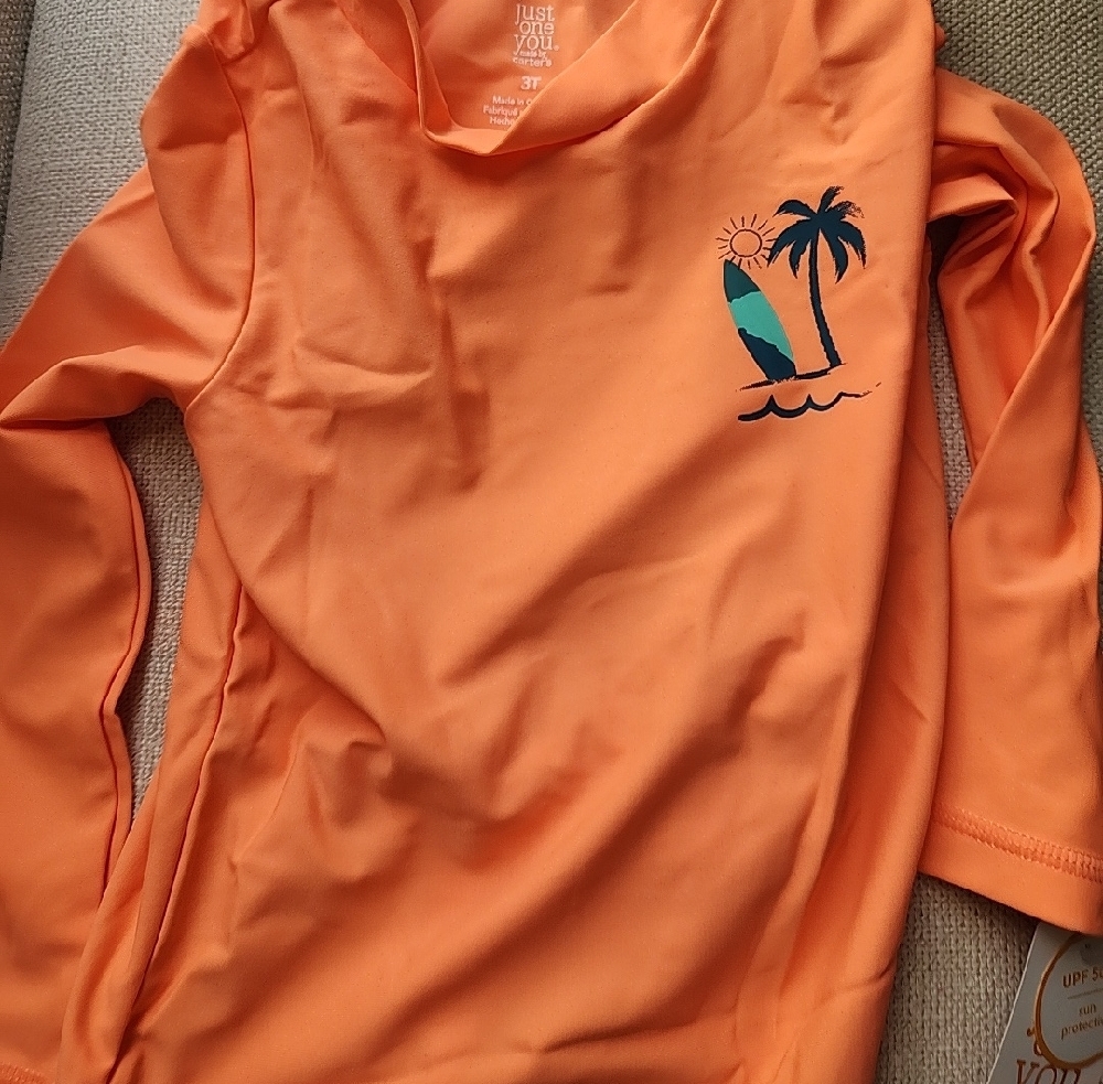 Carter's Toddler  Vibrant Orange Rash Guard Size 3T - Picture 6 of 7
